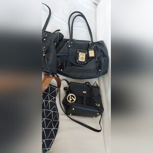 Set LOT of 4 Women's Handbag Bag  Collection 1 Leather + 3 Others Tote Satchel